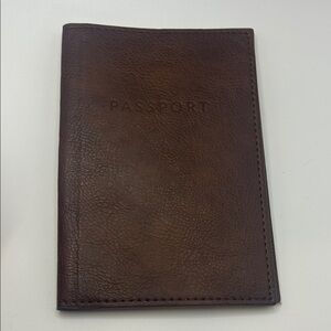 Faux Leather Passport Holder Wallet - Dark Brown